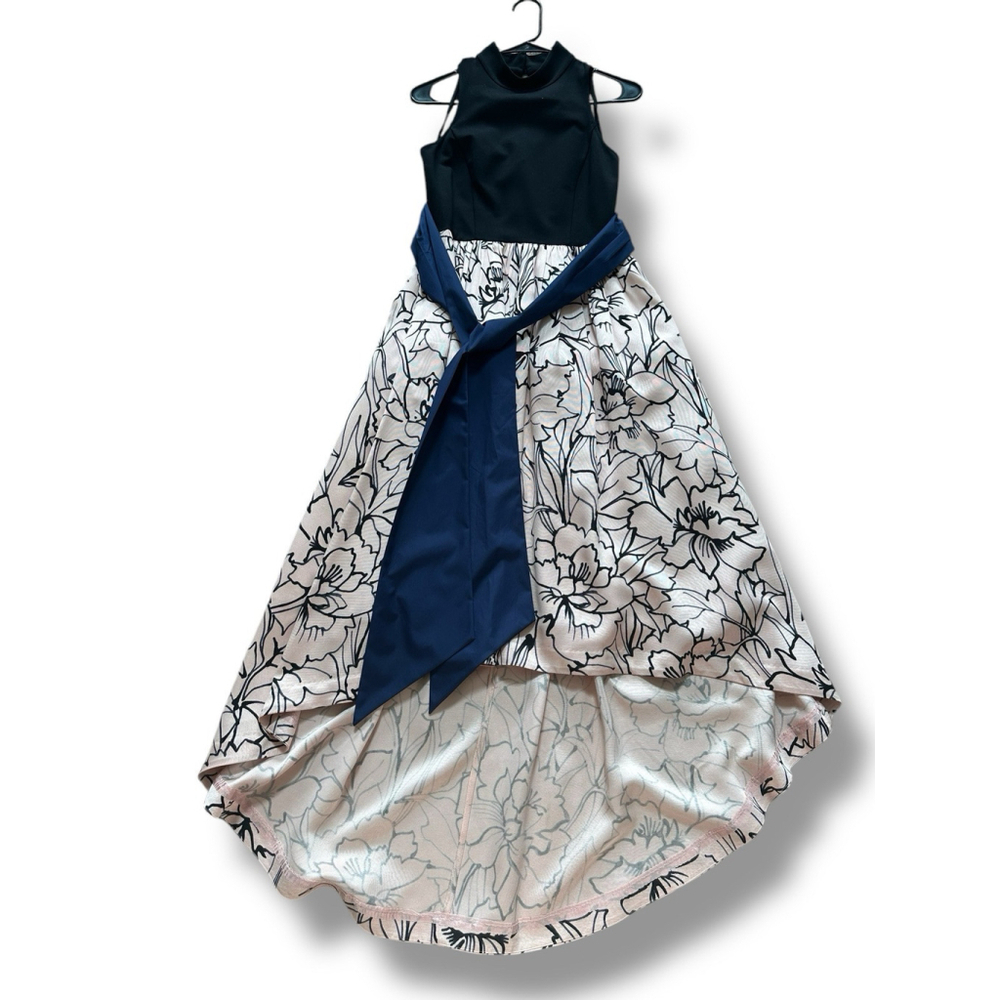 Moulinette Soeurs Dress Sumi Hi Low Black Pink Waist Tie Bow Anthropologie Siz 4 - Picture 5 of 9